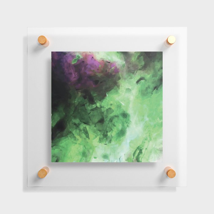 Green and Purple Smoke Abstract Floating Acrylic Print