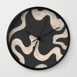 Black and White Liquid Swirls Wall Clock