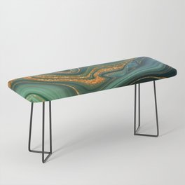 Emerald Gold And Teal Marble Dance Bench