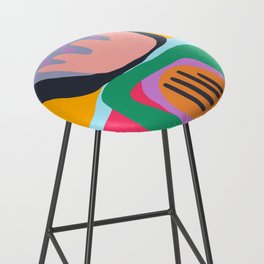 Shapes and Layers no.26 - Modern Abstract Flowers Bar Stool
