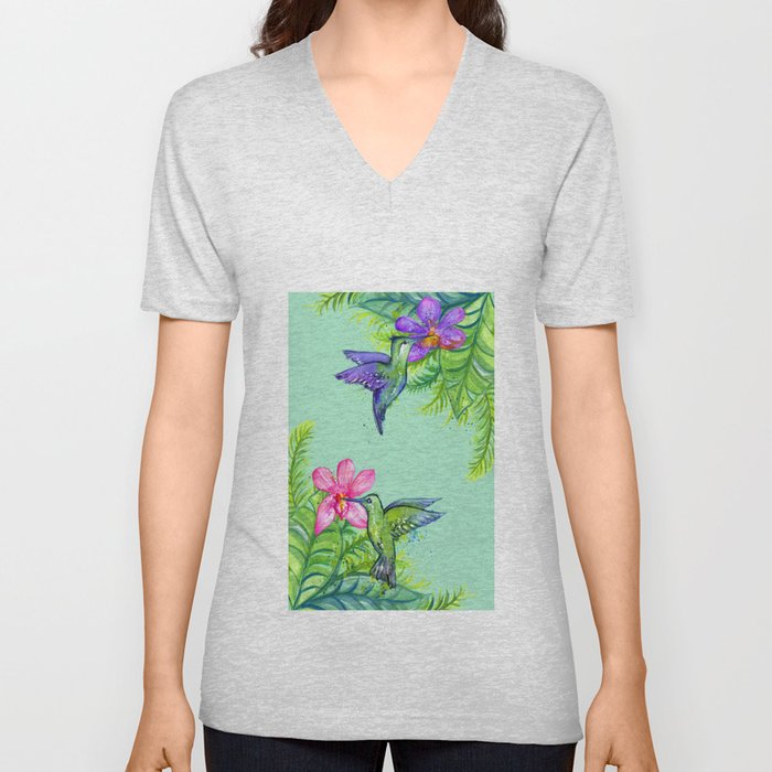 Hummingbirds V Neck T Shirt