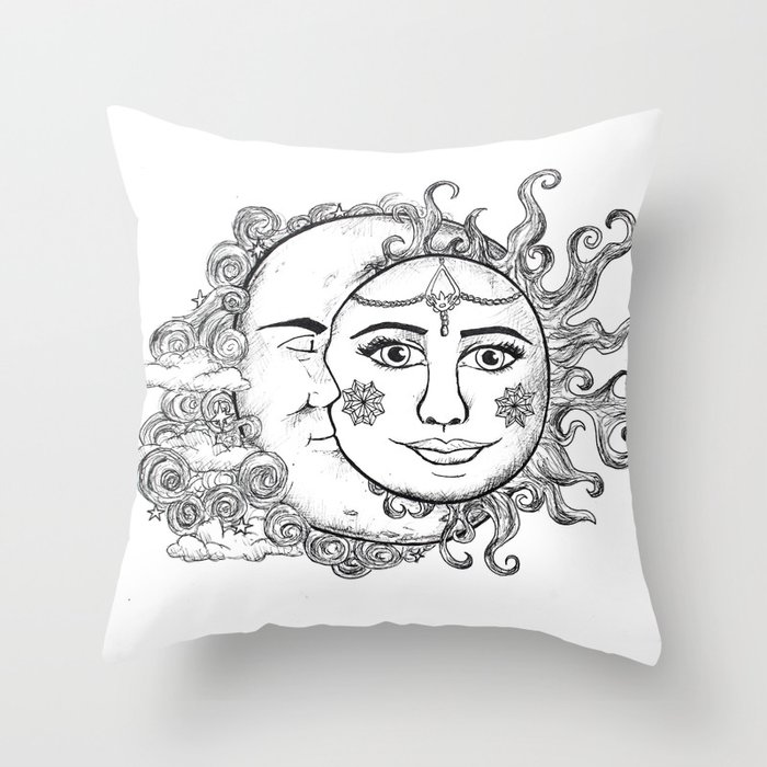 Sun and Moon Throw Pillow