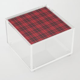 Red Plaid Tartan Textured Pattern Acrylic Box