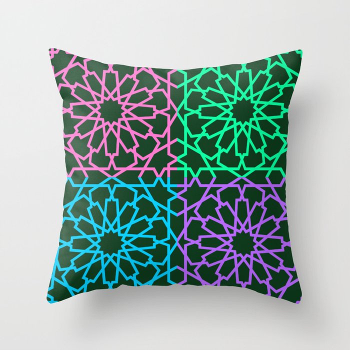 Geometric Moorish Pattern Throw Pillow
