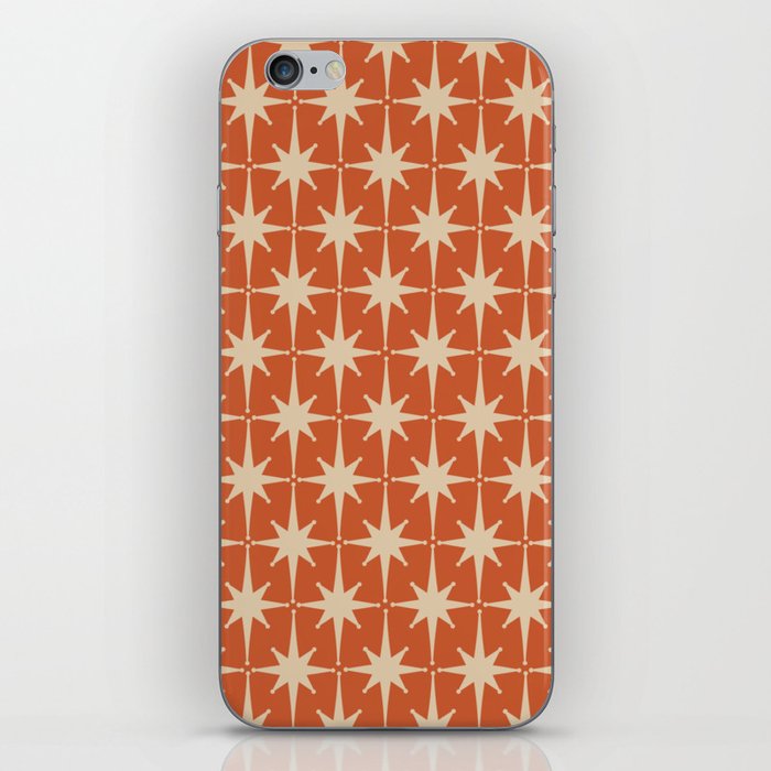 Midcentury Modern Atomic Starburst Pattern in Mid Mod Burnt Orange and Beige iPhone Skin