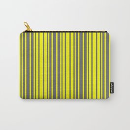 [ Thumbnail: Yellow and Dim Grey Colored Stripes/Lines Pattern Carry-All Pouch ]