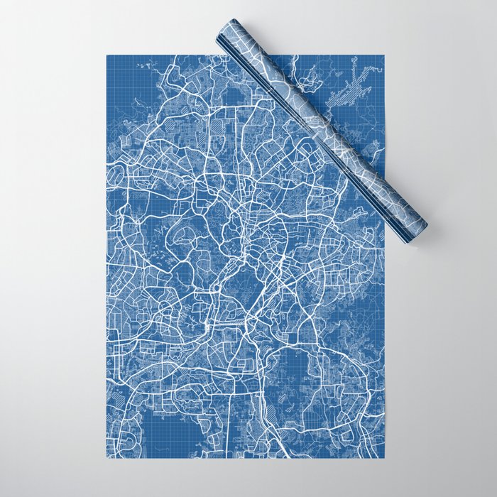 Kuala Lumpur City Map of Malaysia - Blueprint Wrapping Paper