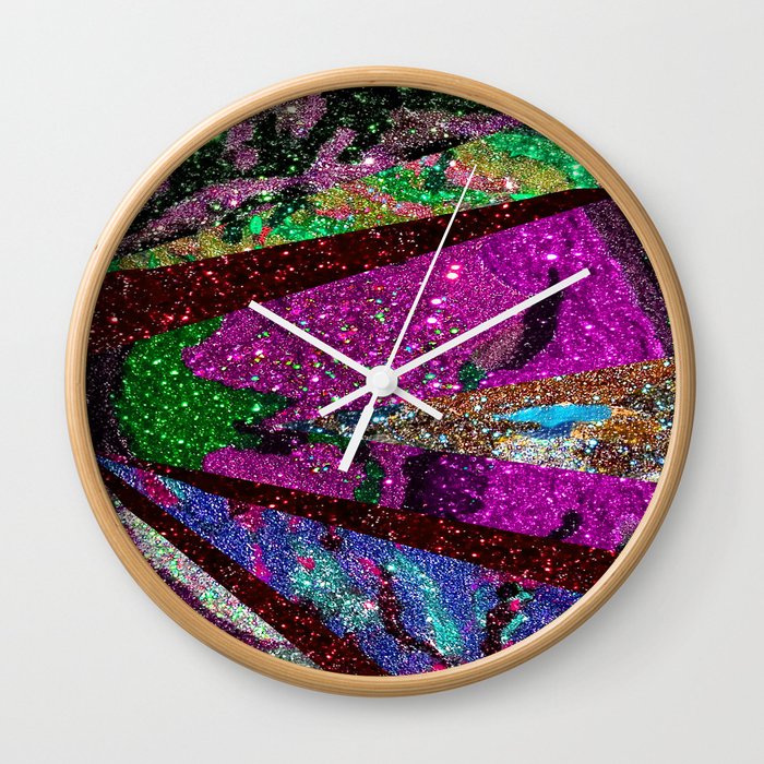 Peacock Mermaid Lavender Abstract Geometric Wall Clock