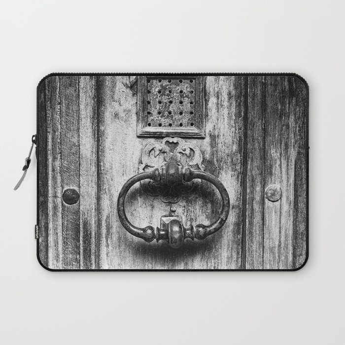 Doors of the World | Close-up Wooden Door with Doorknob in France, Europe | Black & White | Travel Photography | Photo Print | Art Print Laptop Sleeve