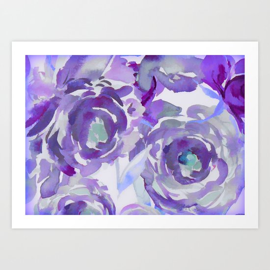 Purple Haze Painterly Floral Abstract Art Print
