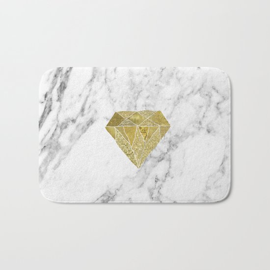 Gold diamond on marble Bath Mat