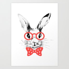 Hipster Bunny Art Print