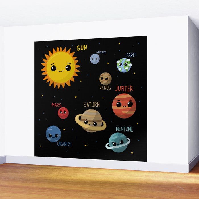 Kawaii Solar System Wall Mural by momcilobjekovic | Society6