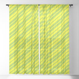 [ Thumbnail: Green and Yellow Colored Stripes/Lines Pattern Sheer Curtain ]