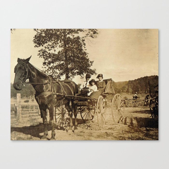vintage photography - on a horse - antique - sepia - family photos Canvas Print