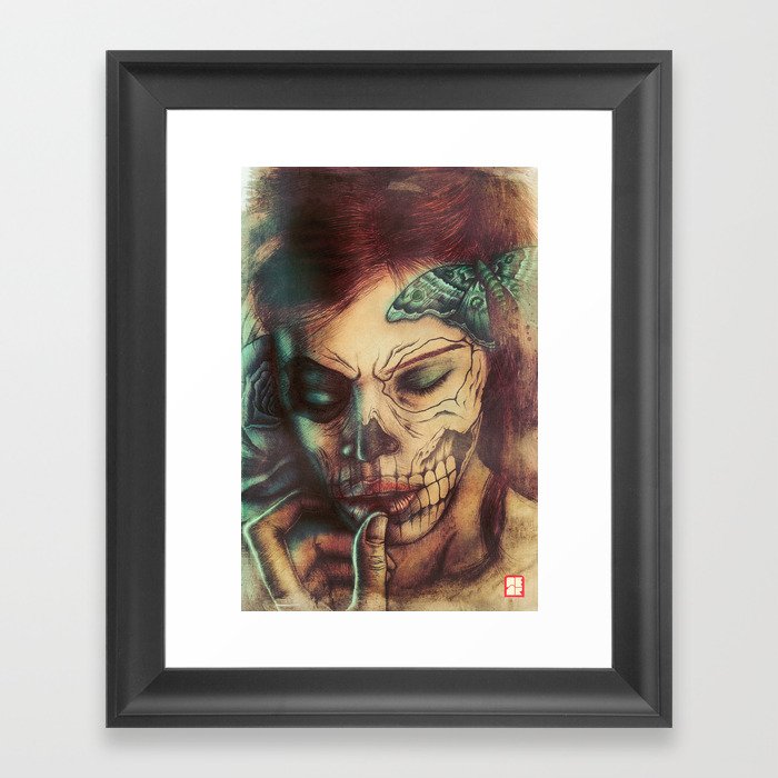 Skull Girl Framed Art Print
