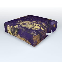 Modern Purple and Gold Watercolor Abstract Outdoor Floor Cushion