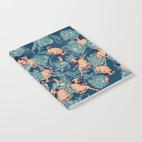 Climbing Pug & Floral Notebook