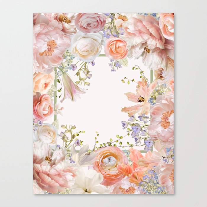 Spring Blush Bold Peony Frame Garden Canvas Print