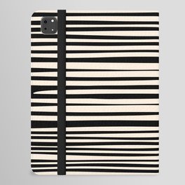 Natural Stripes Modern Minimalist Pattern in Black and Almond Cream  iPad Folio Case