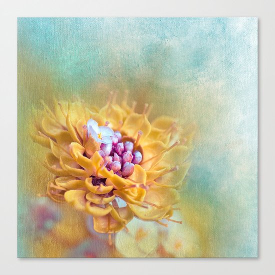 VARIE SQUARE - Floral and painterly texture work Canvas Print