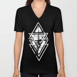 Abstract Geometric Shape Grunge V Neck T Shirt