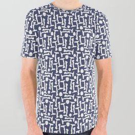 Deep Purple and White Abstract Pattern All Over Graphic Tee