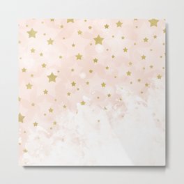 Gold stars on blush pink Metal Print