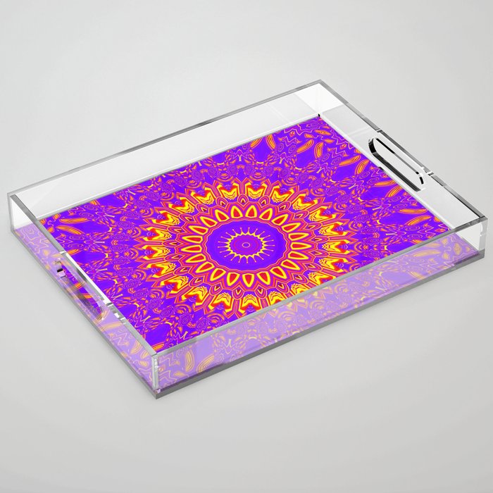 Yellow Purple Kaleidoscope Flame Acrylic Tray