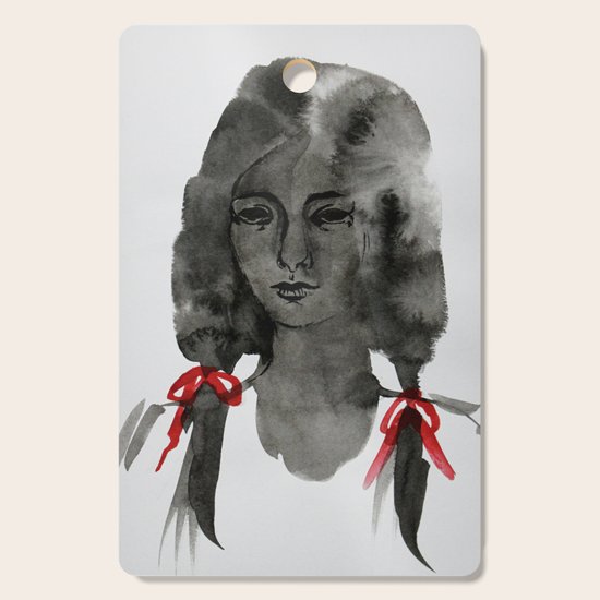 Ink Portrait Back White And Red Inky Watercolour Illustration Painting Cutting Board By Heidiburton Society6