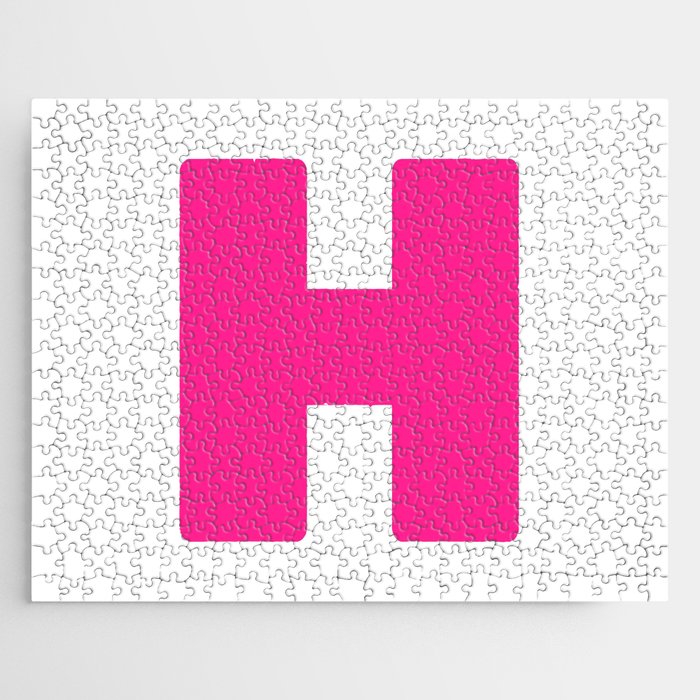 H (Dark Pink & White Letter) Jigsaw Puzzle