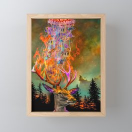 Fire Deer and the Jellyfish Framed Mini Art Print