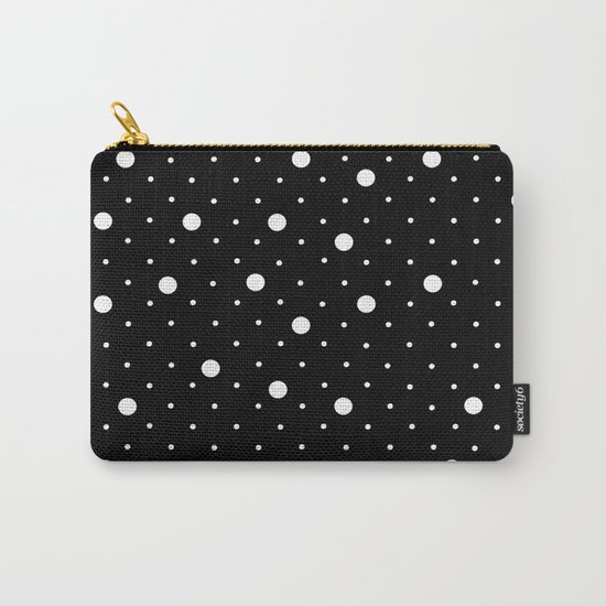 Pin Point Polka Dots White on Black Carry-All Pouch