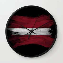 Latvia flag brush stroke, national flag Wall Clock