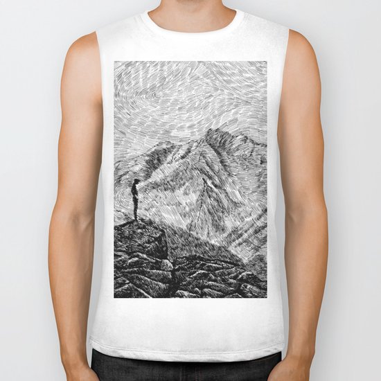 Child on the rock - Black ink Biker Tank