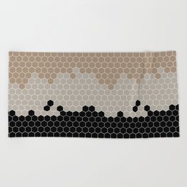 Honeycomb Black Beige Gray Grey Hive Beach Towel