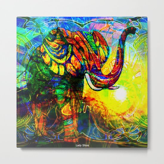 " The old elephant knows where to find some water. " Metal Print