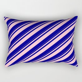 [ Thumbnail: Pink & Blue Colored Striped Pattern Rectangular Pillow ]
