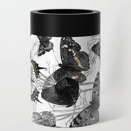 Shabby vintage black white gold butterfly pattern Can Cooler