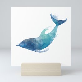 Watercolor playing Dolphin Mini Art Print