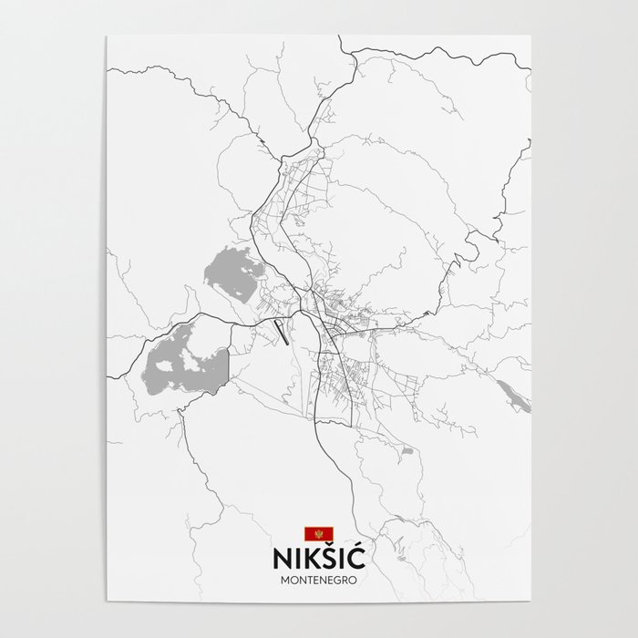 Niksic, Montenegro - Light City Map Poster