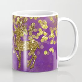 Purple Christmas faux golden glitter deer Mug