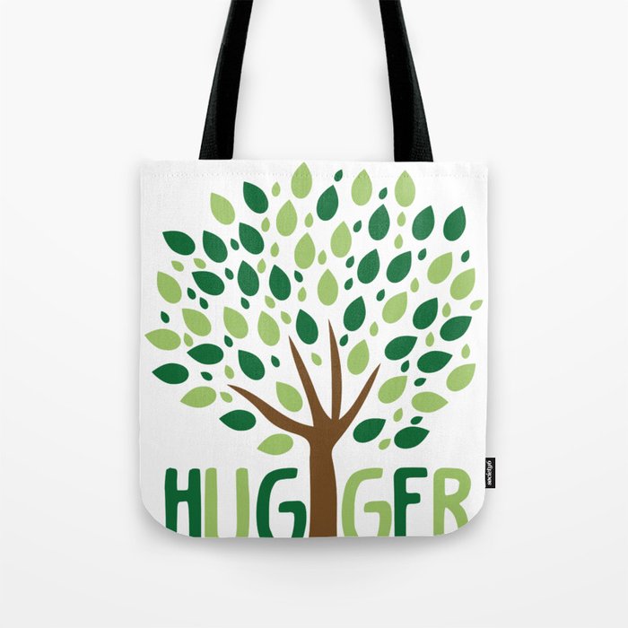 Tree Hugger Design Planting Trees Eco Friendly Tee Tote Bag By