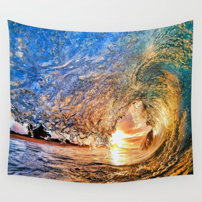 Sunset wave tapestry sales