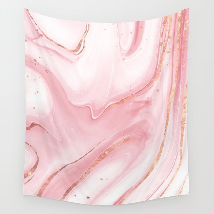 pink golden white  marble Wall Tapestry