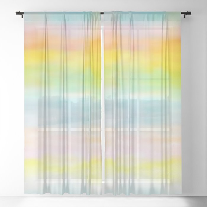 Rainbow Gradient Tie Dye Loved By Unicorns Sheer Curtain By