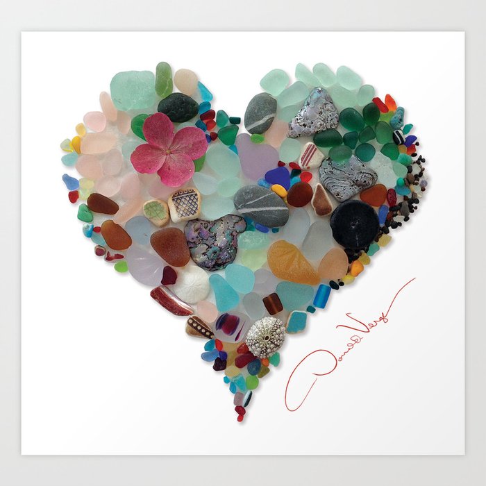 Love -  Sea Glass Heart A Unique Birthday & Father’s Day Gift Art Print
