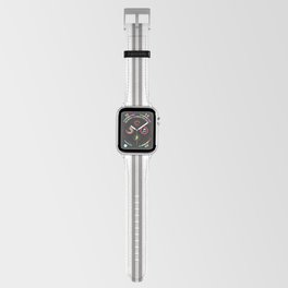 Charcoal Grey and White Vertical Vintage American Country Cabin Ticking Stripe Apple Watch Band