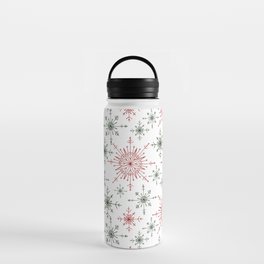 Snowflakes in Red and Green Water Bottle