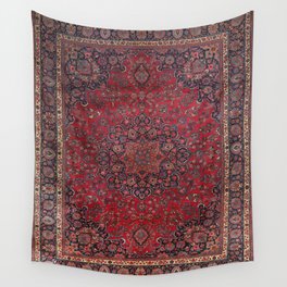 Old Century Persia Authentic Colorful Purple Blue Red Star Blooms Vintage Rug Pattern Wall Tapestry
